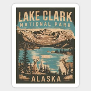 Lake Clark National Park Retro Illustration Sticker